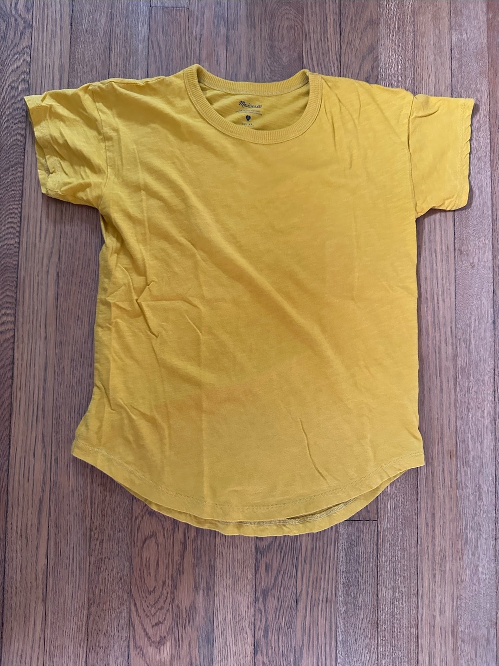 Madewell Whisper Cotton-Rib Crewneck Tee in mustard yellow - XS